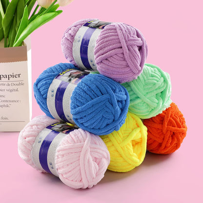 #6 Super Bulky Blanket Pink Yarn - Chunky Chenille Yarn for Crocheting
