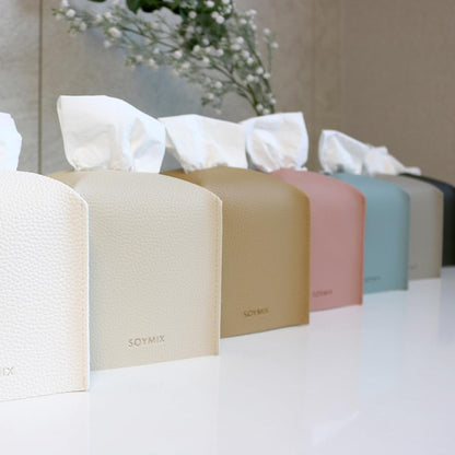 Skin Touch PU Leather Square Tissue Box Cover — Modern Decorative Holder for Bathroom, Vanity, Office Desk, Bedroom, Living Room, or Kitchen (Pink, Square)