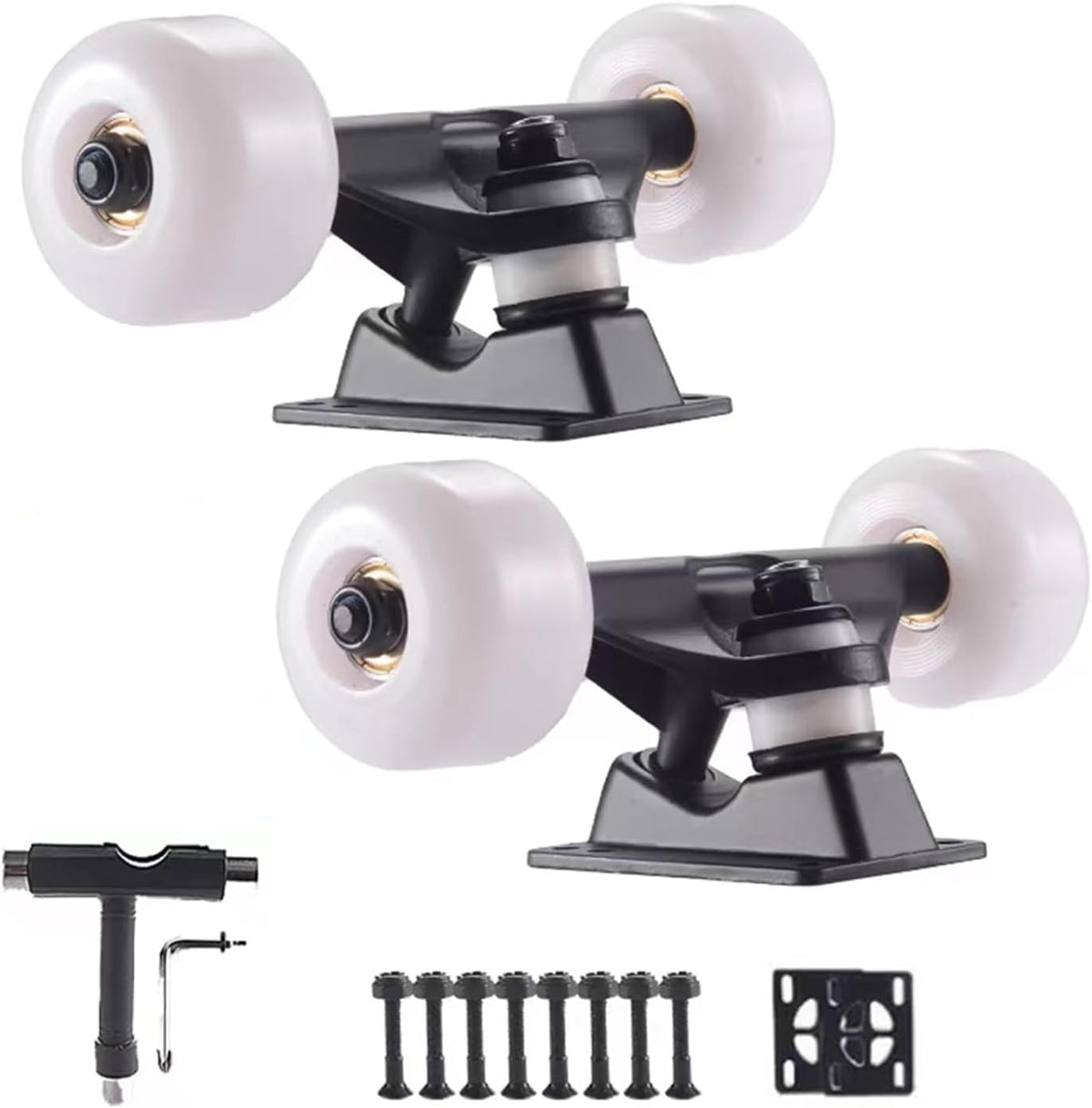 Skateboard Trucks and Wheels Set Skateboard 5inch Trucks 52mm Wheels Multifunctional Tools and Durable Skateboard Hardware Set