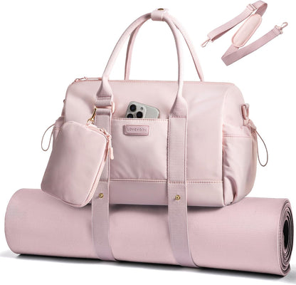Small Gym Bag for Women with Yoga mat Holder, Mini Duffle Bag for Travel with Wet Pocket, Overnight Personal Item Bags, Lightweight Carry on Weekender Duffel for Workout, Dance, Ballet