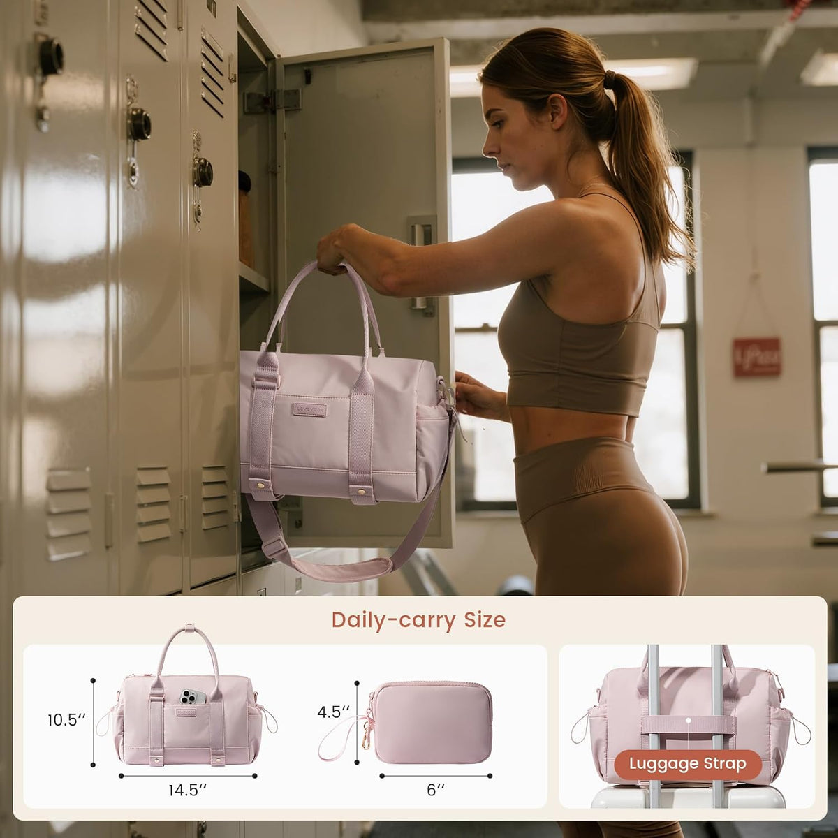 Small Gym Bag for Women with Yoga mat Holder, Mini Duffle Bag for Travel with Wet Pocket, Overnight Personal Item Bags, Lightweight Carry on Weekender Duffel for Workout, Dance, Ballet