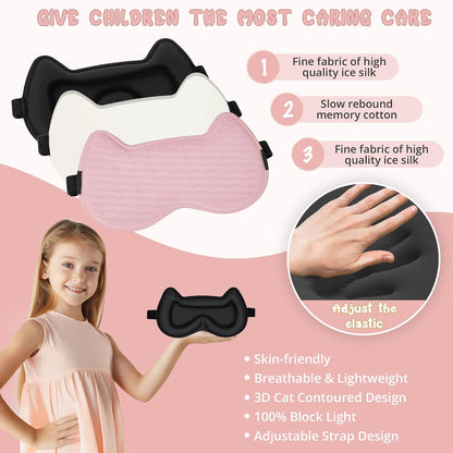 Kids Sleep Mask Eye Mask: 3D Contoured Cup Sleeping Masks Pressure-Free