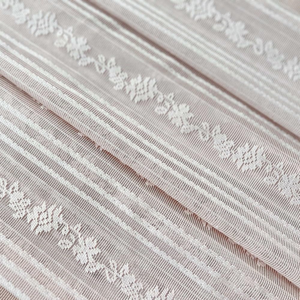 2PC Pink Floral Lace Balloon Curtain Semi Sheer Tie Up Roman Shade