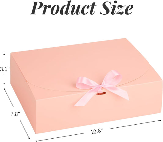 Kucoele Gift Boxes with Lids, Pink, 15 Pack, 10.6 x 7.8 x 3.1 Inches | With Ribbon, Bridesmaid Groomsman Proposal Boxes, For Wedding, Birthday