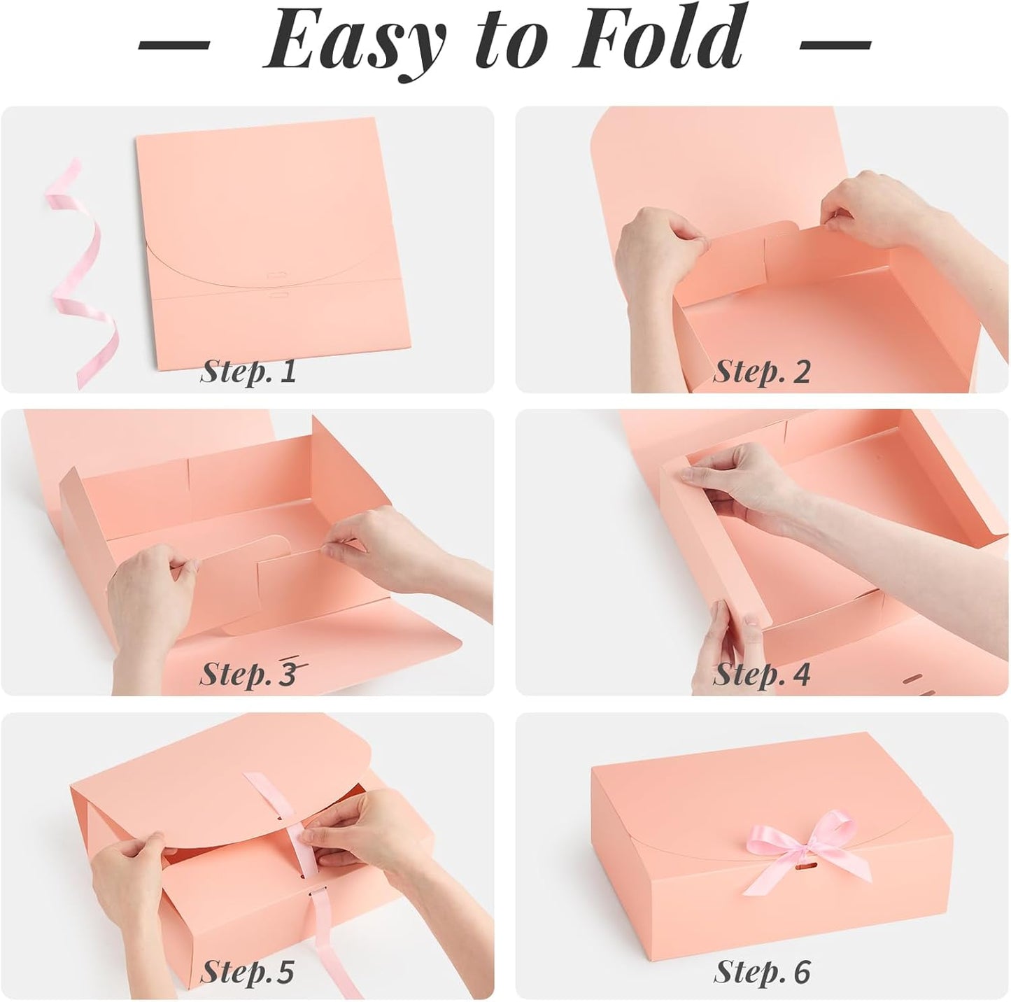 Kucoele Gift Boxes with Lids, Pink, 15 Pack, 10.6 x 7.8 x 3.1 Inches | With Ribbon, Bridesmaid Groomsman Proposal Boxes, For Wedding, Birthday
