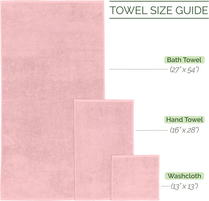 Luxury 6-Piece Towel Set, Premium Soft 100% Turkish Cotton, Three Line Popcorn Design 2 Bath Towels, 2 Hand Towels and 2 Washcloths Towel Set - Quick-Drying and Absorbent, Dusty Pink