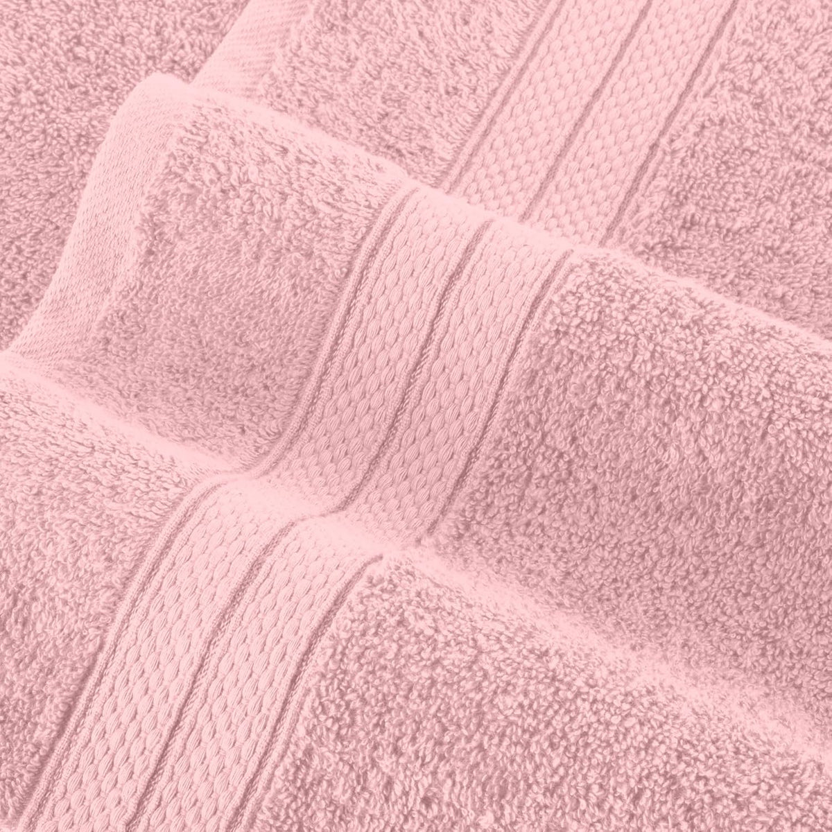Luxury 6-Piece Towel Set, Premium Soft 100% Turkish Cotton, Three Line Popcorn Design 2 Bath Towels, 2 Hand Towels and 2 Washcloths Towel Set - Quick-Drying and Absorbent, Dusty Pink