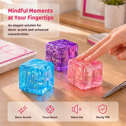 Pink Glitter Cube Vase Filler Figures for Adults, Clear Cube Decorative Fidget Vase Filler, Portable Decor Accent for Birthday
