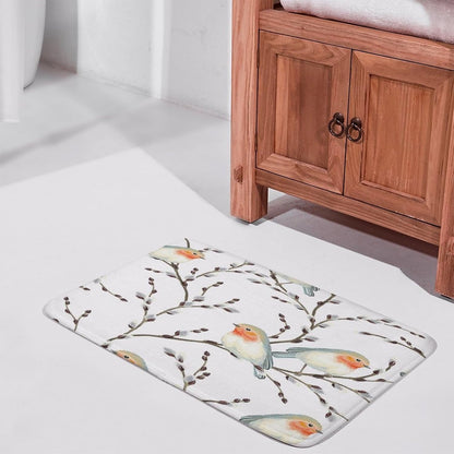 Striped Pink Flower Floral Coral Velvet Bath Mat Soft Absorbent Floor Rug Non Slip Quick Dry Shower Door Mat for Bathroom 15.7"x23.6"