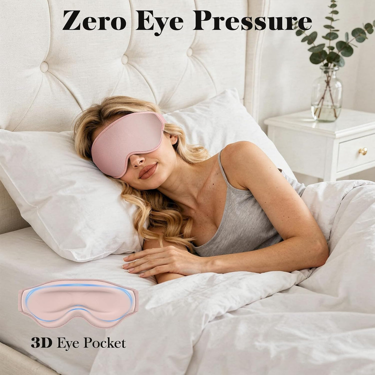 3D Eye Mask Sleep Mask for Men & Women, Pink