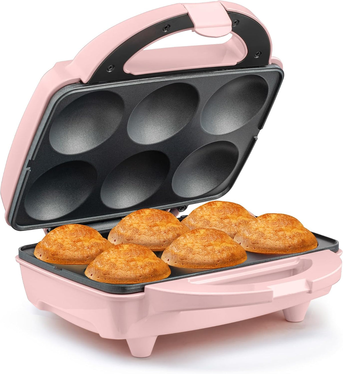 Non-Stick 6-Count Electric Cupcake Maker Machine – Bakes 6 Cupcakes, Muffins, Pizza Cups, Cinnamon Buns – Perfect for Gifts, Birthdays, Holidays, or Bake Sales, Pink