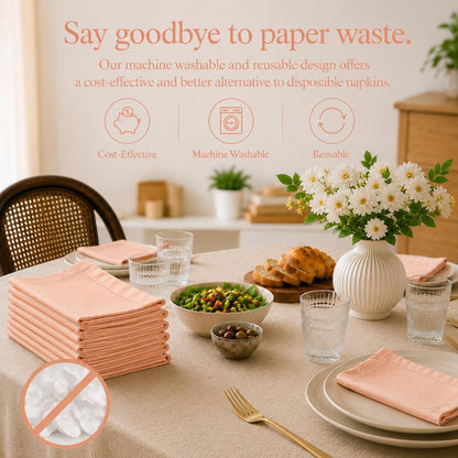 Peach Cotton Cloth Napkins, 18x18 in., 12-Pack