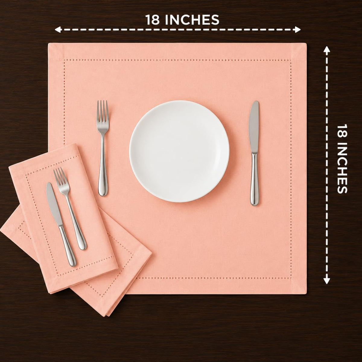 Peach Cotton Cloth Napkins, 18x18 in., 12-Pack