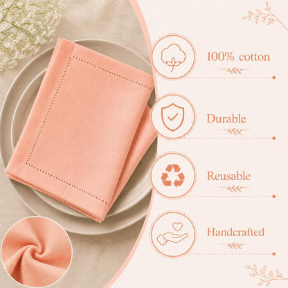 Peach Cotton Cloth Napkins, 18x18 in., 12-Pack