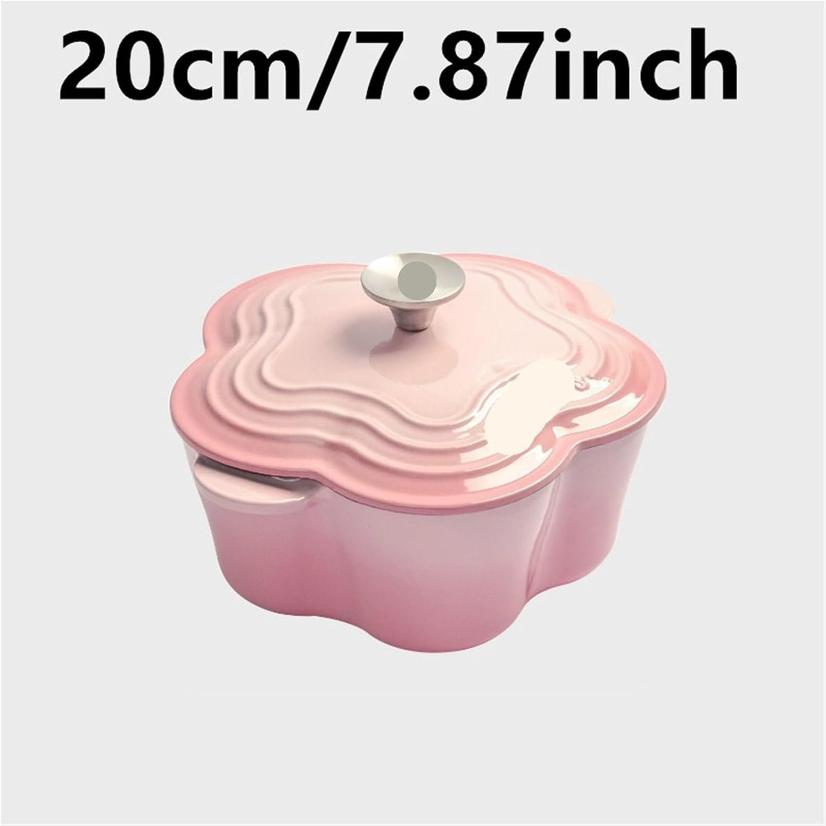 Casserole Dish 20cm Petal Cast Iron Oven Binaural Enamel Pot for Bake Bread and Casserole Dish Braising with Lid for All Heat Source (Pink)