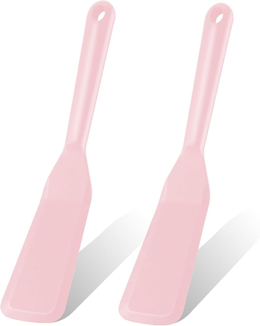 2 Pack Silicone Thin Omelet Turner, Heat Resistant Crepe Spatula for Nonstick Cookware, Pancake Spatula for Egg Cake Pizza Steak Omelet Crepes (Pink)