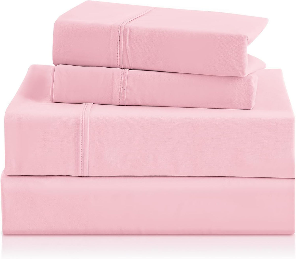 King Size Sheet Set - Luxury 4 Piece Silky Soft & Breathable Cooling Sheets for King Size Bed, 16" Deep Pocket Easy Care Bed Sheet Set Wrinkle Free Bedding Sheet and Pillowcase Set, Pink
