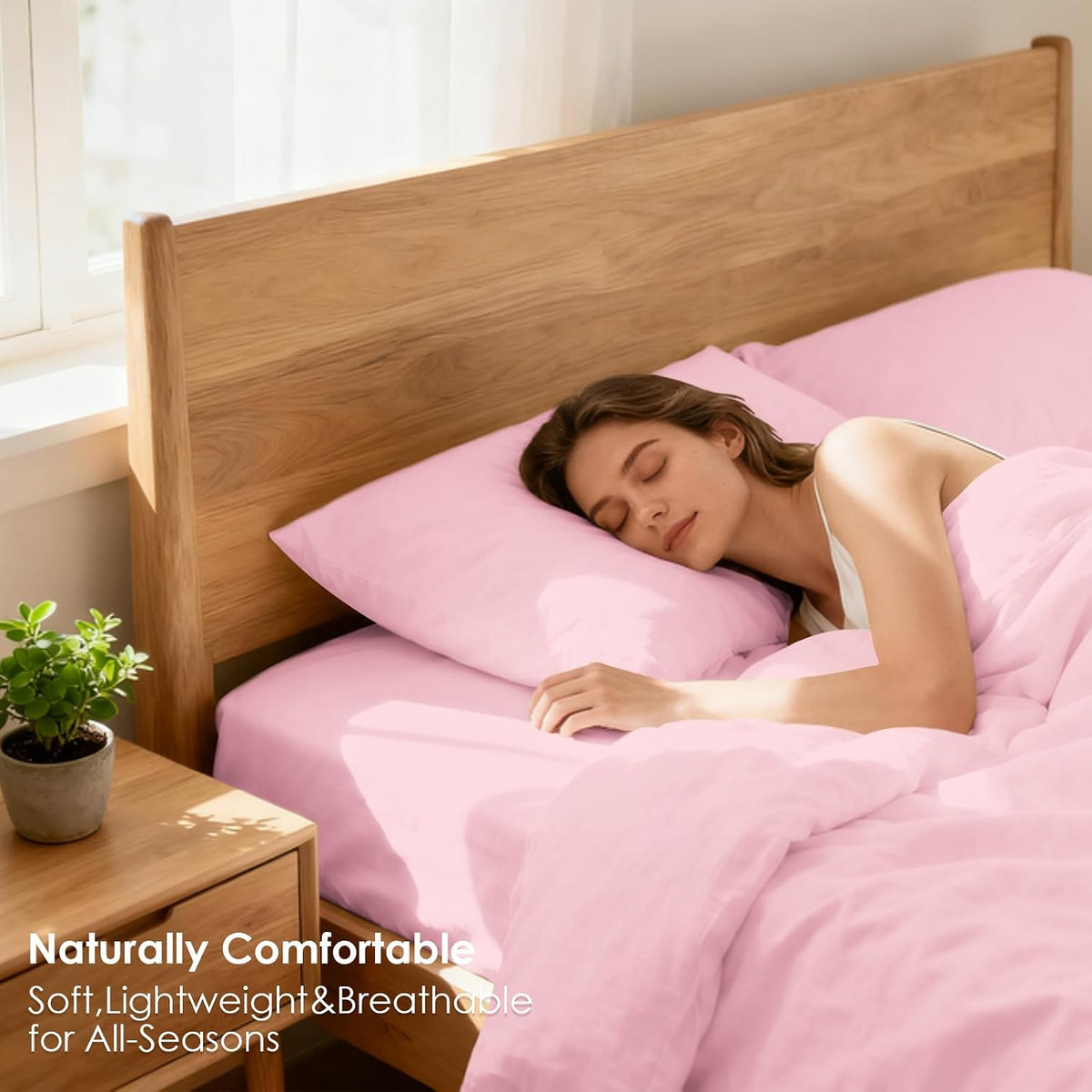 King Size Sheet Set - Luxury 4 Piece Silky Soft & Breathable Cooling Sheets for King Size Bed, 16" Deep Pocket Easy Care Bed Sheet Set Wrinkle Free Bedding Sheet and Pillowcase Set, Pink