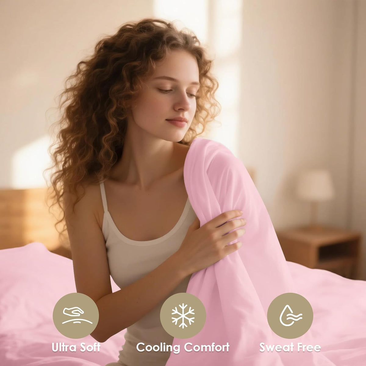 King Size Sheet Set - Luxury 4 Piece Silky Soft & Breathable Cooling Sheets for King Size Bed, 16" Deep Pocket Easy Care Bed Sheet Set Wrinkle Free Bedding Sheet and Pillowcase Set, Pink