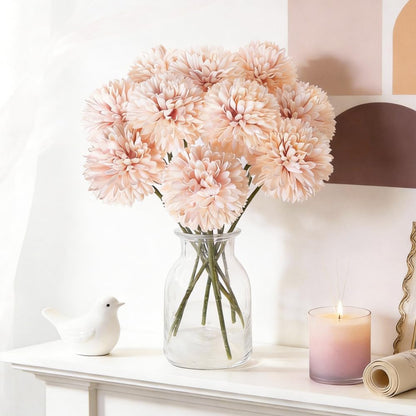 Artificial Chrysanthemum Ball Flowers Hydrangea 10Pcs Champagne Pink
