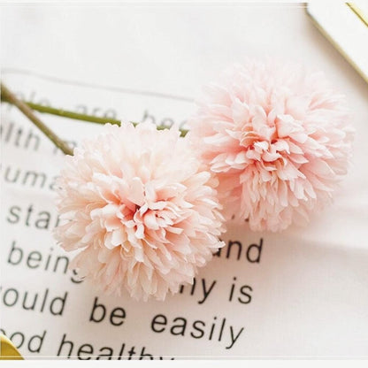 Artificial Chrysanthemum Ball Flowers Hydrangea 10Pcs Champagne Pink