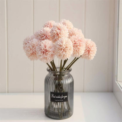 Artificial Chrysanthemum Ball Flowers Hydrangea 10Pcs Champagne Pink