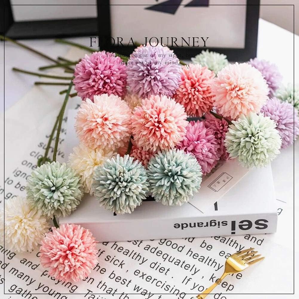 Artificial Chrysanthemum Ball Flowers Hydrangea 10Pcs Champagne Pink