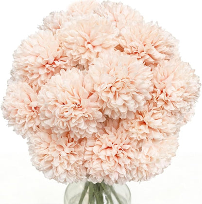 Artificial Chrysanthemum Ball Flowers Hydrangea 10Pcs Champagne Pink