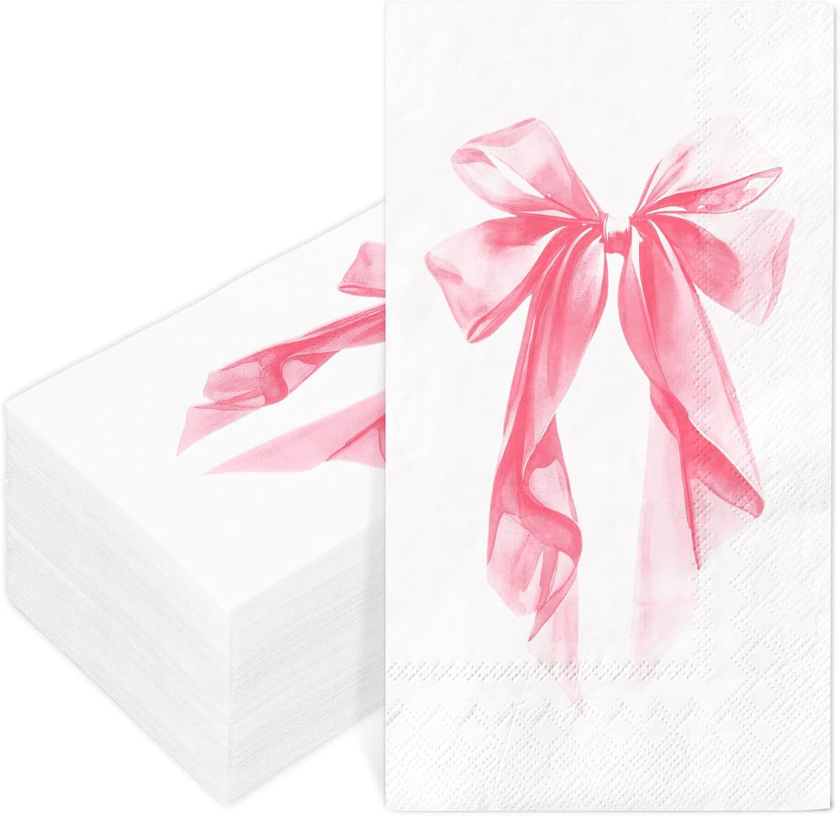 50Pcs Pink Bow Guest Napkins Disposable Napkin Aesthetic Coquette Ribbon Bow Dinner Hand Paper Napkins for Wedding Birthday Bachelorette Bridal Shower Party Supplies