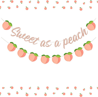 Peach Party Decoration Sweet As A Peach Banner Peaches Birthday Baby Shower Decoration Pink Peaches Garland Fruit Bachelorette Decor for Summer Fruit Baby Shower, Birthday Decorations