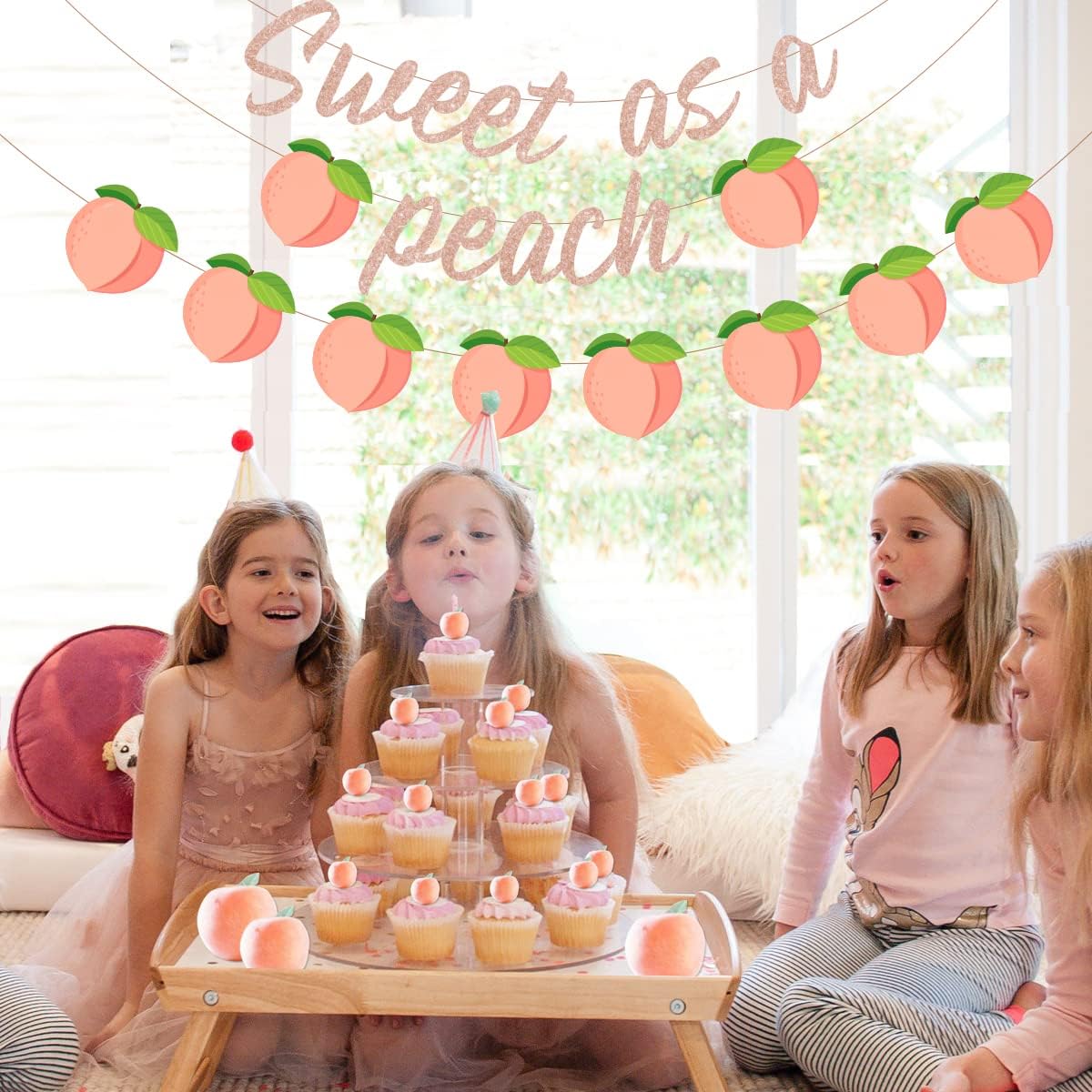 Peach Party Decoration Sweet As A Peach Banner Peaches Birthday Baby Shower Decoration Pink Peaches Garland Fruit Bachelorette Decor for Summer Fruit Baby Shower, Birthday Decorations
