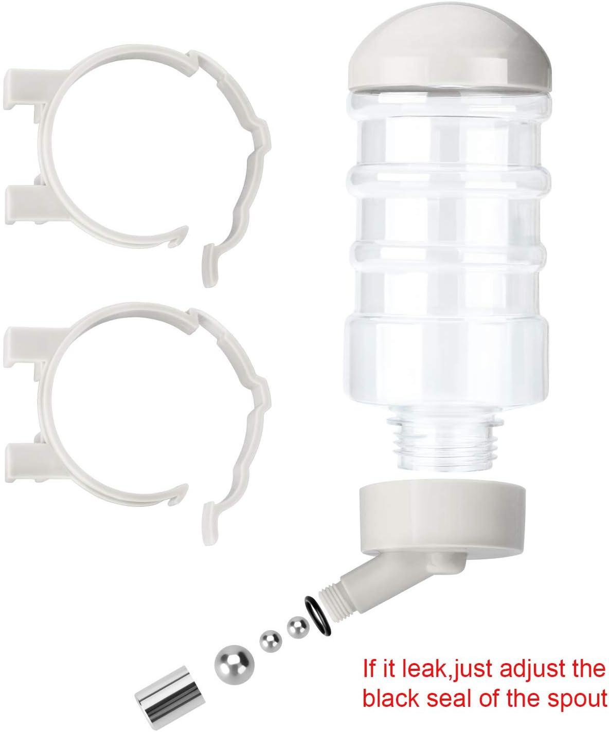 No Drip Dog Kennel Water Bottle Dispenser for Crate, 400ml Dripless Pet Drinking Fountains Kettle with Automatically Feeding Water (White)