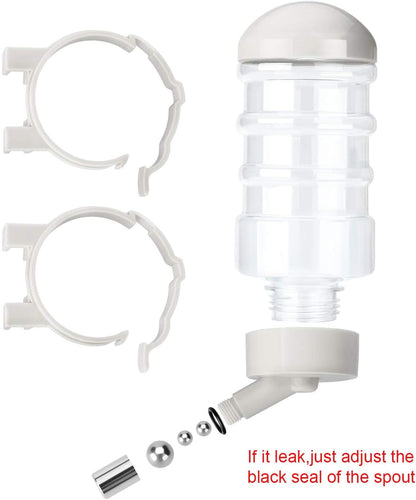 No Drip Dog Kennel Water Bottle Dispenser for Crate, 400ml Dripless Pet Drinking Fountains Kettle with Automatically Feeding Water (White)