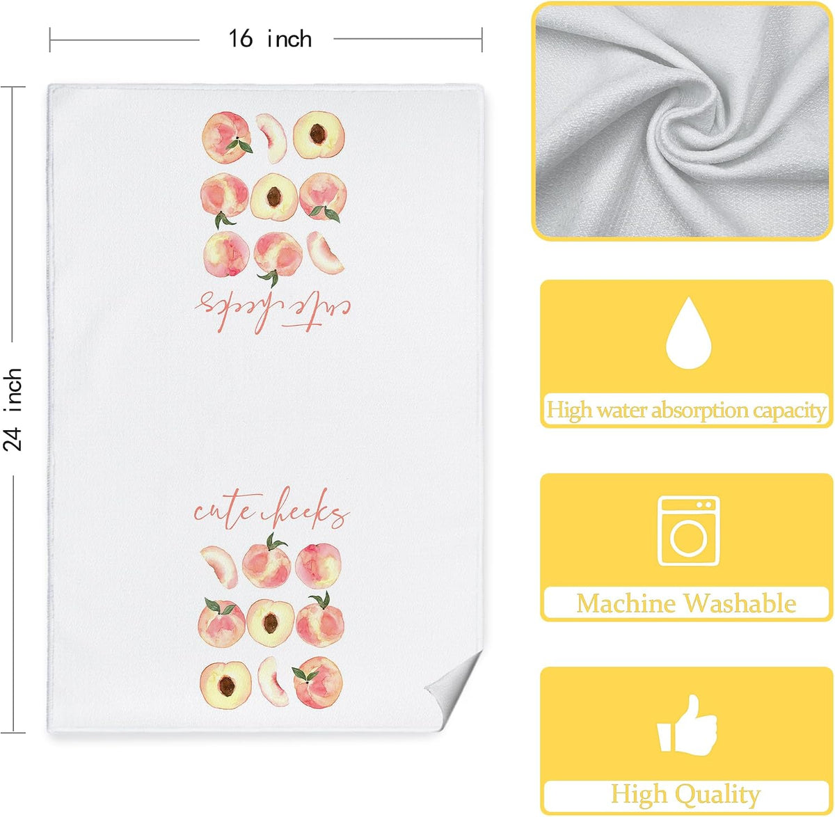 Pink Peach Decorative Hand Towels for Bathroom - Set of 2, Sweet Cheeks Summer Decor, 16x24