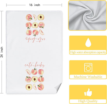Pink Peach Decorative Hand Towels for Bathroom - Set of 2, Sweet Cheeks Summer Decor, 16x24
