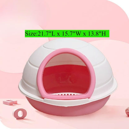 Hooded Cat Litter Box Enclosed Cat Toilet Pet Supplies Two Way Movable Door Portable with Pet Litter Tray Sandbox (Pink)