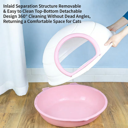 Hooded Cat Litter Box Enclosed Cat Toilet Pet Supplies Two Way Movable Door Portable with Pet Litter Tray Sandbox (Pink)
