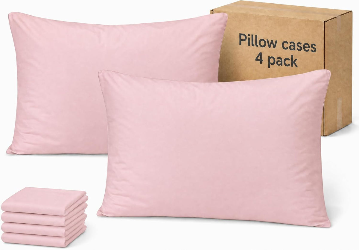 ZPECC Pink Pillow Cases Standard Size Set of 4 with Envelope Closure