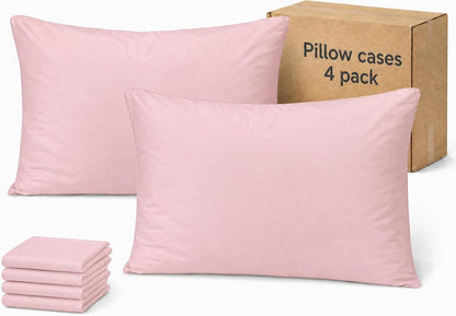 ZPECC Pink Pillow Cases Standard Size Set of 4 with Envelope Closure