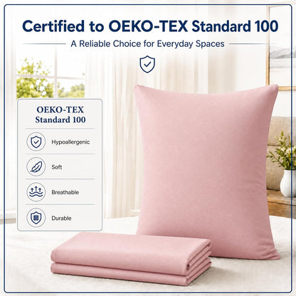 ZPECC Pink Pillow Cases Standard Size Set of 4 with Envelope Closure