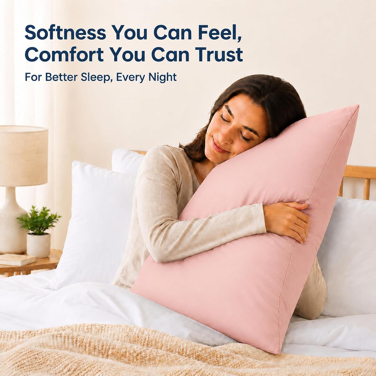ZPECC Pink Pillow Cases Standard Size Set of 4 with Envelope Closure