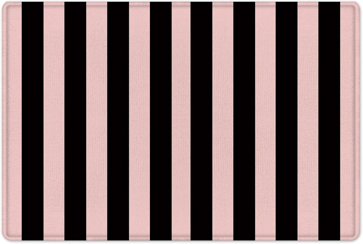 Black Striped Bath Mat for Shower Pink Stripe Bathroom Rugs Funny Abstract Bathtub Mat Non Slip Door Mat Indoor Entrance Memory Foam Floor Mat for Bedroom Bathroom Accessory 24x16 Inch