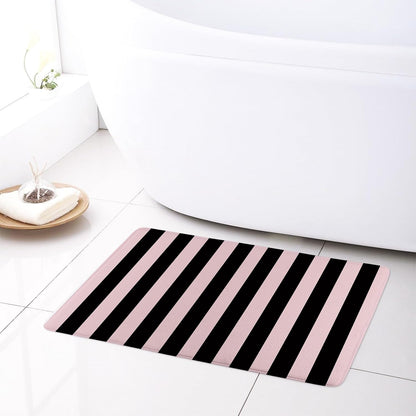 Black Striped Bath Mat for Shower Pink Stripe Bathroom Rugs Funny Abstract Bathtub Mat Non Slip Door Mat Indoor Entrance Memory Foam Floor Mat for Bedroom Bathroom Accessory 24x16 Inch