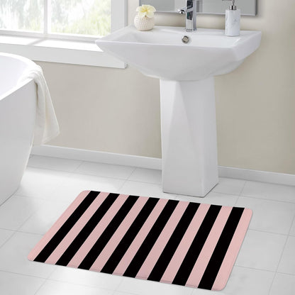 Black Striped Bath Mat for Shower Pink Stripe Bathroom Rugs Funny Abstract Bathtub Mat Non Slip Door Mat Indoor Entrance Memory Foam Floor Mat for Bedroom Bathroom Accessory 24x16 Inch