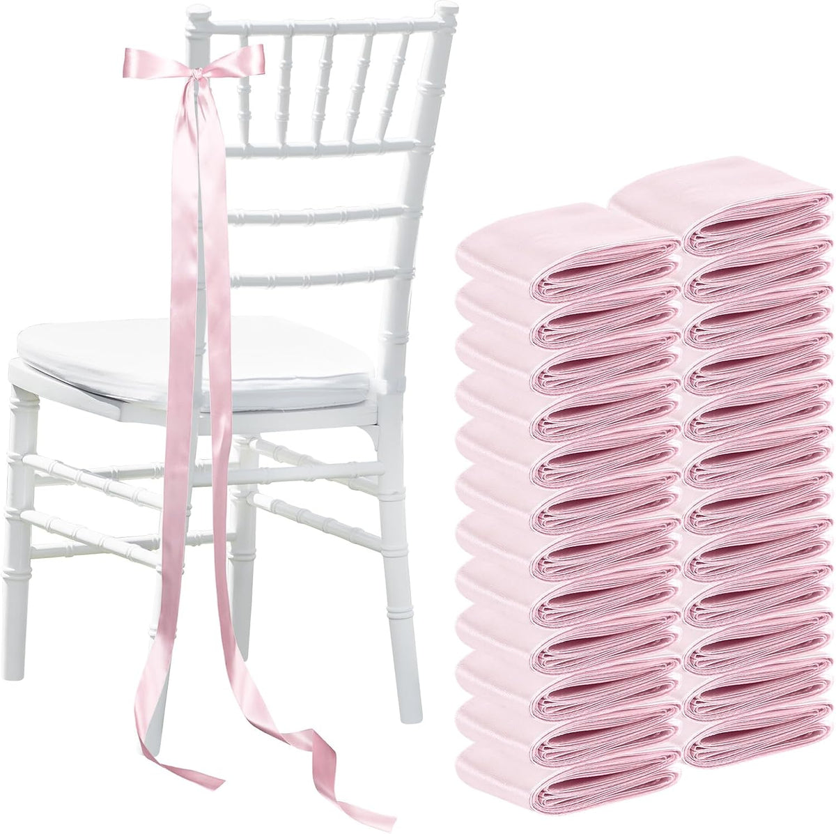 Daifunli 24 Pcs Pink Wedding Bows Aisle Decorations for Chairs