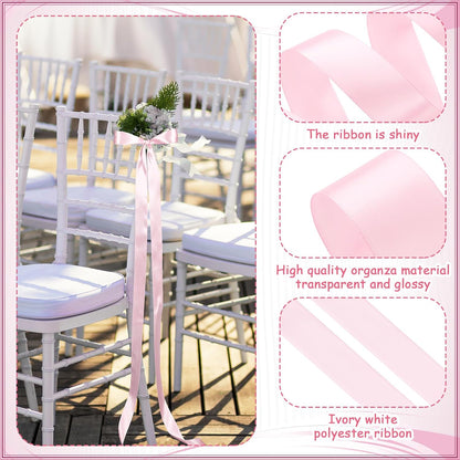 Daifunli 24 Pcs Pink Wedding Bows Aisle Decorations for Chairs