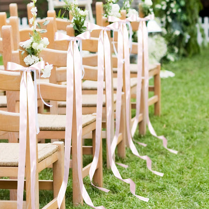 Daifunli 24 Pcs Pink Wedding Bows Aisle Decorations for Chairs