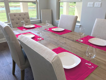 Pink Hemstitched Placemats - 6 Pack - 14" x 20" - 55/45 Linen Cotton Blend