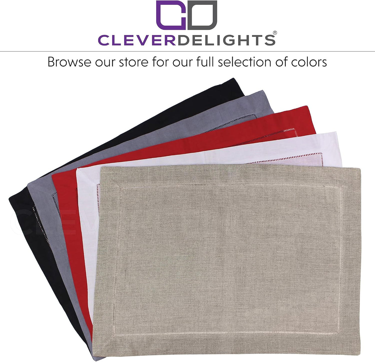 Pink Hemstitched Placemats - 6 Pack - 14" x 20" - 55/45 Linen Cotton Blend