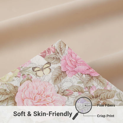 Pretty Printed Pink Floral Paper Napkins Disposable Decorative Paper Dinner Napkins Serviettes Paper Party Napkins with Designs 6.5x6.5 inch (20-Count)